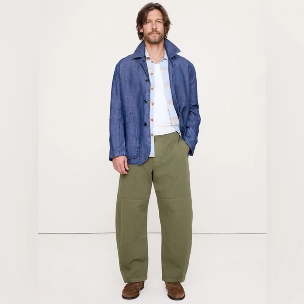Banana Republic Winter Moss Green Loose Barrel Pull-On Pant - #891158 🖤